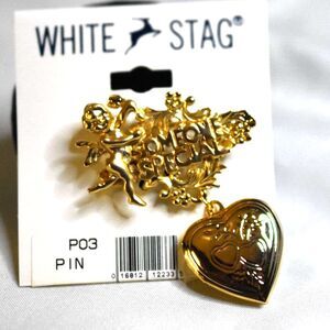 NIP White Stag Stylish Someone Special Heart Locket/ Cupid Gold Tone Brooch
